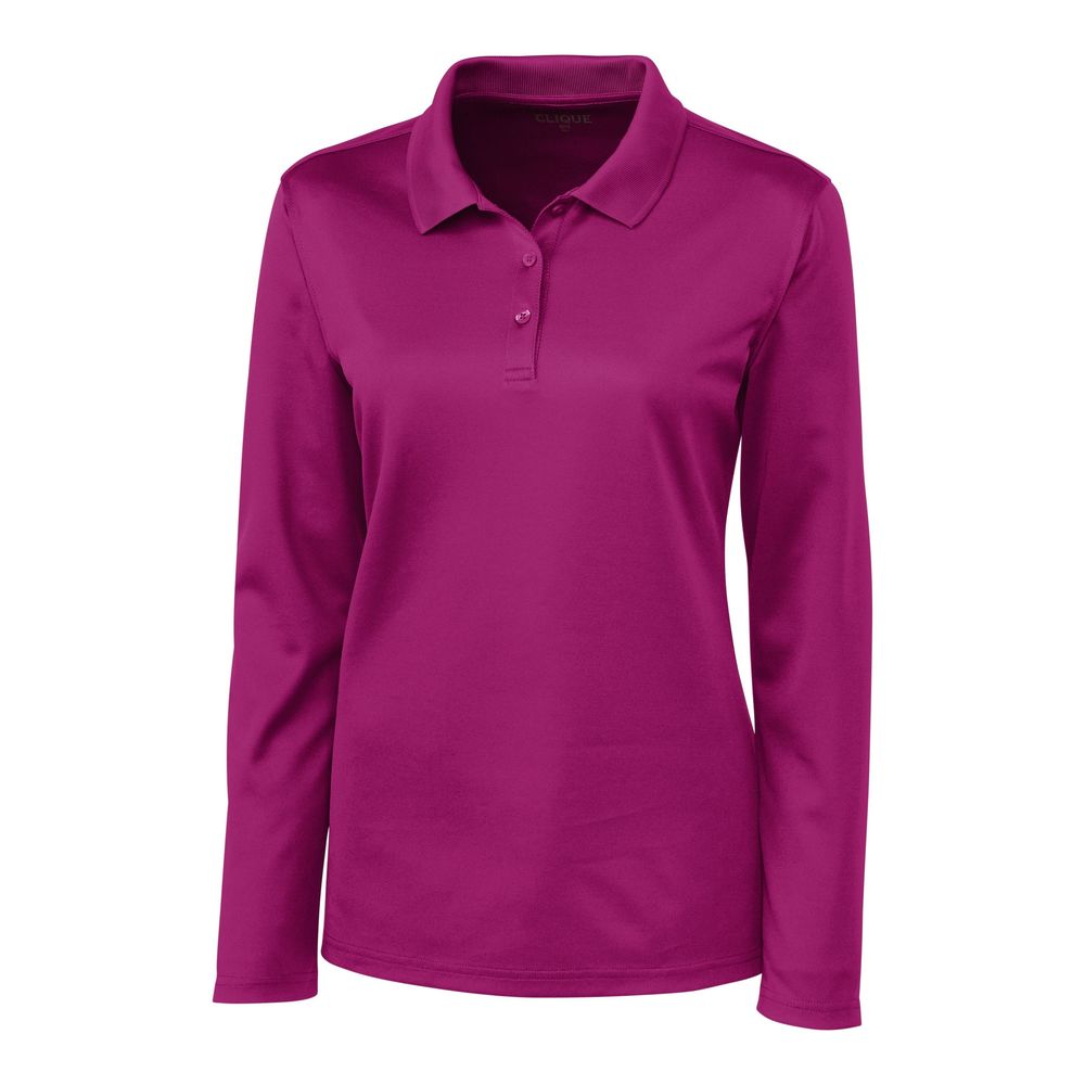 NWT Clique Gala Pink Spin Eco Performance Jersey Long Sleeve Womens Polo